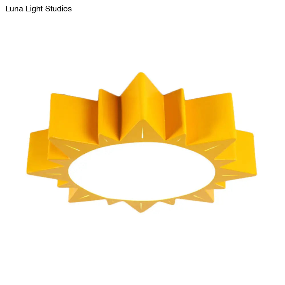 Contemporary Acrylic Led Flush Mount Lamp In Sun Design For Kindergarten