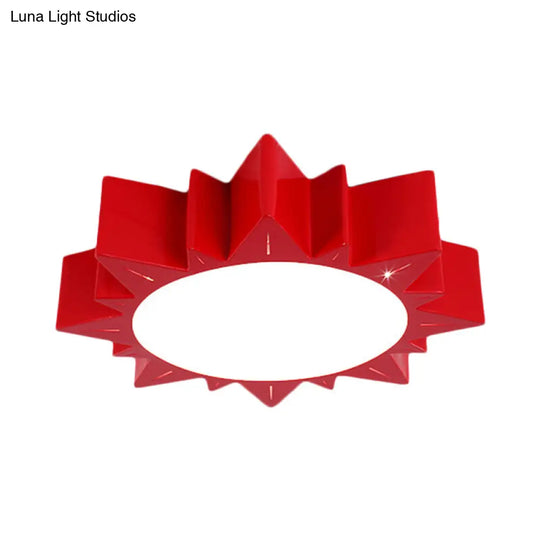 Contemporary Acrylic Led Flush Mount Lamp In Sun Design For Kindergarten