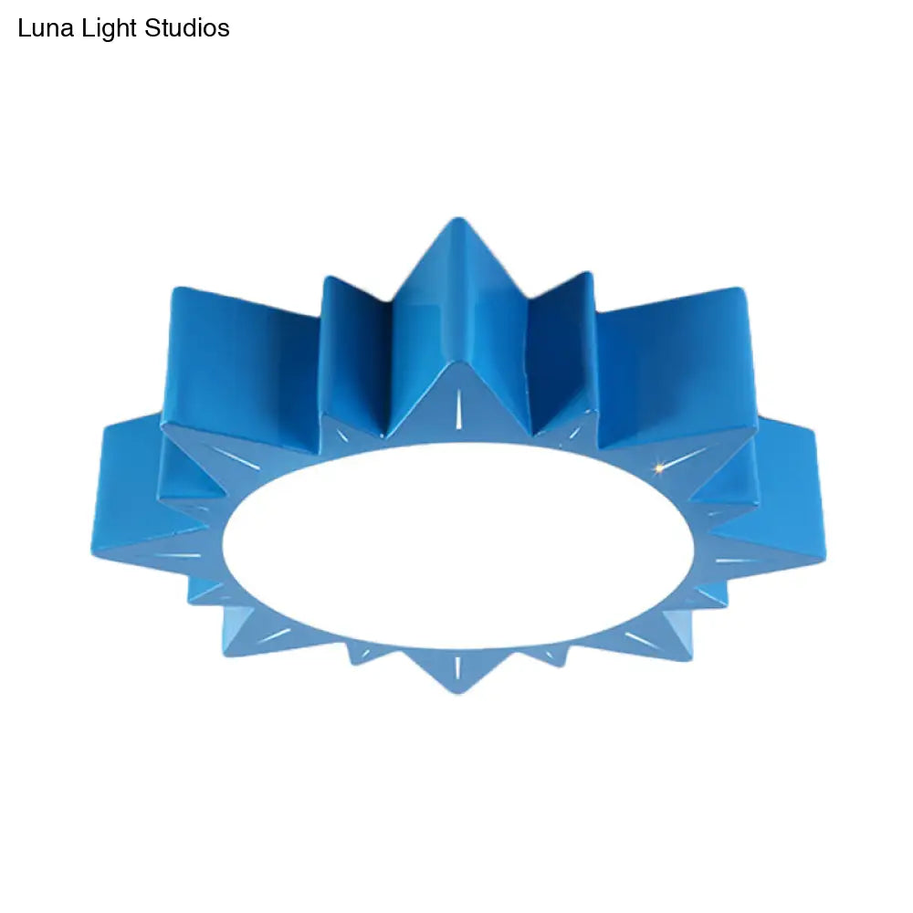 Contemporary Acrylic Led Flush Mount Lamp In Sun Design For Kindergarten