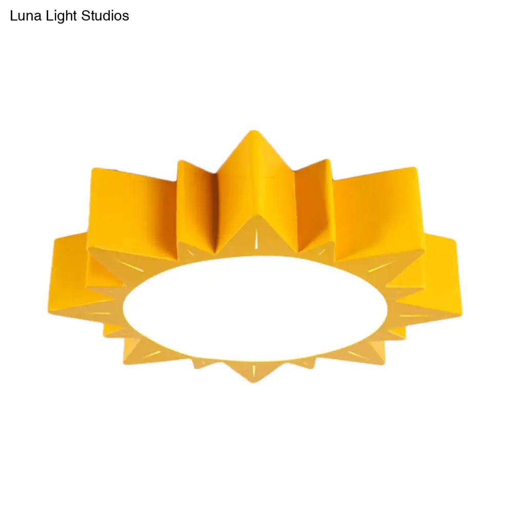 Contemporary Acrylic Led Flush Mount Lamp In Sun Design For Kindergarten