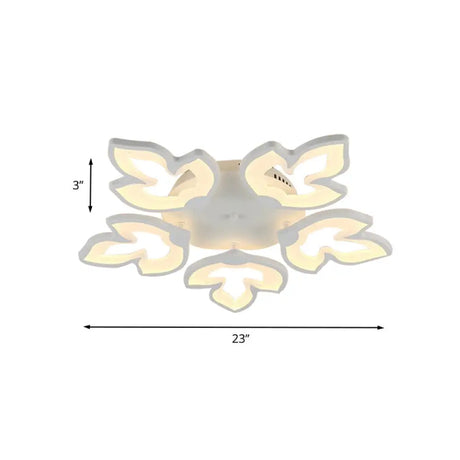 Contemporary Acrylic Maple Leaves Led Semi Flush Mount Ceiling Lamp In White/Warm Light