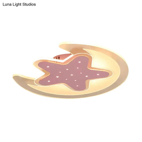 Contemporary Acrylic Pink Star Ceiling Mount Light - Perfect For Teens