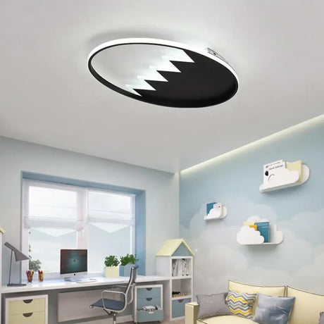 Contemporary Acrylic Round Ceiling Light 22’/26’ Wide Black/White Led Flush Mount Fixture With
