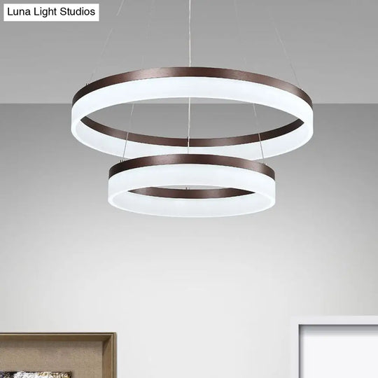 Contemporary Acrylic Round Chandelier Light - 4/5/6-Head Brown Ceiling Pendant In Warm/White/Natural