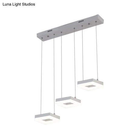 Contemporary Acrylic Square Island Light - 3-Light Ceiling Fixture Over Table Warm/White/Natural