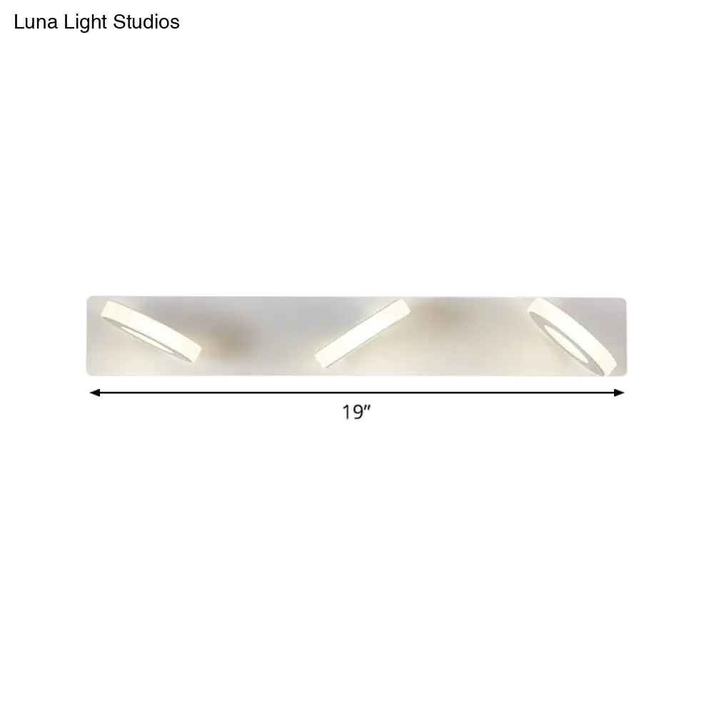 Contemporary Adjustable Circle Bathroom Wall Light Fixture In White Acrylic With 3 Bulbs -
