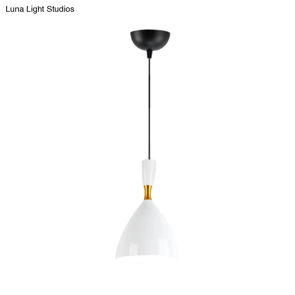 Contemporary 6.5/10 Inch Aluminum Funnel-Shaped Suspension Light For Study Room Or Cafe - Wide