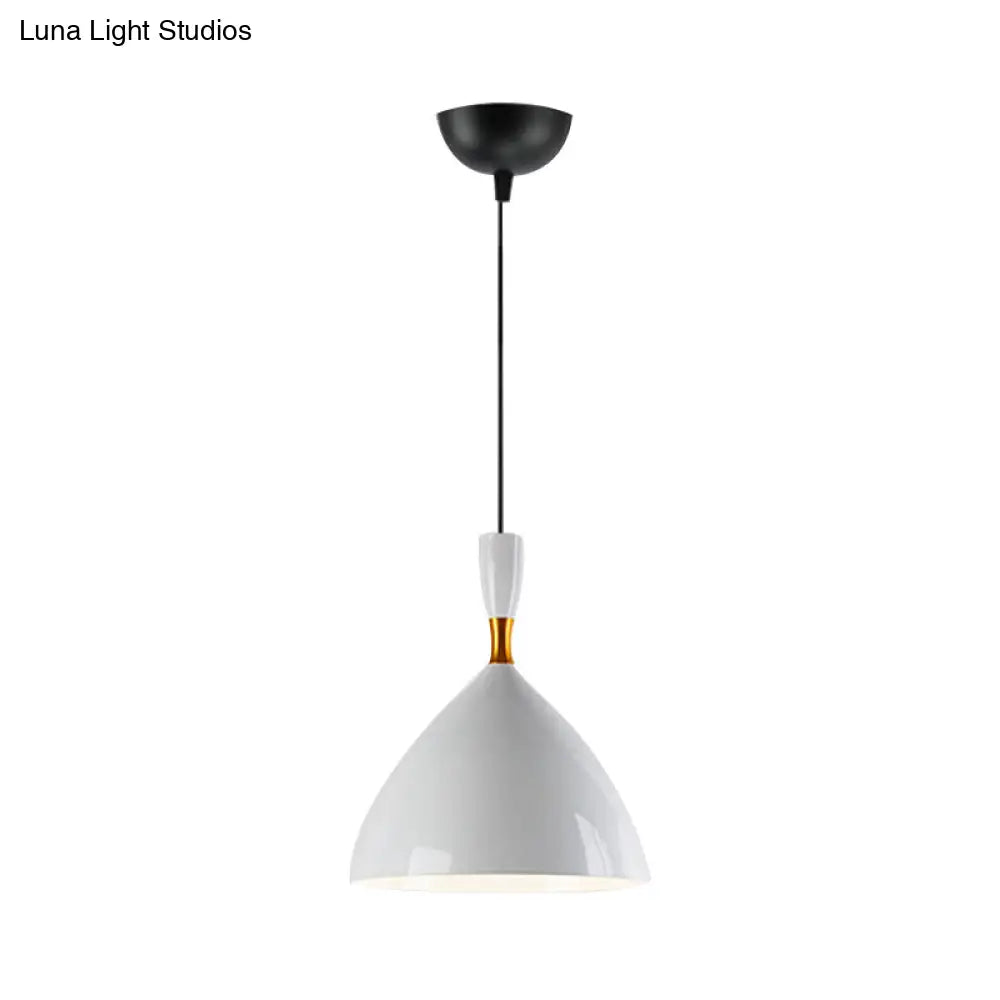 Contemporary 6.5/10 Inch Aluminum Funnel-Shaped Suspension Light For Study Room Or Cafe - Wide