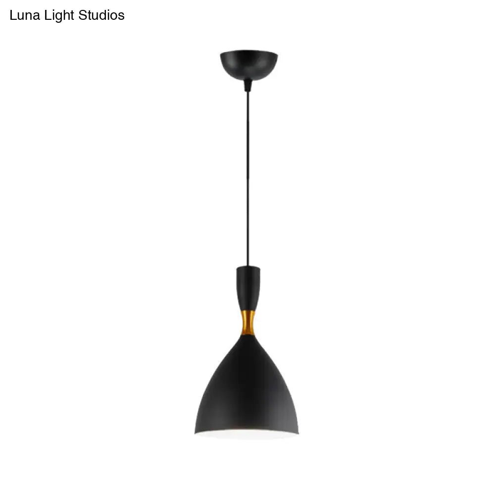 Contemporary 6.5/10 Inch Aluminum Funnel-Shaped Suspension Light For Study Room Or Cafe - Wide