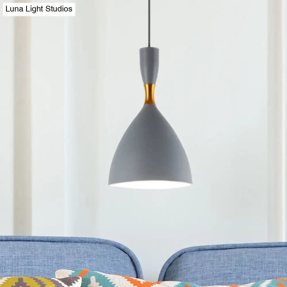Contemporary 6.5/10 Inch Aluminum Funnel-Shaped Suspension Light For Study Room Or Cafe - Wide