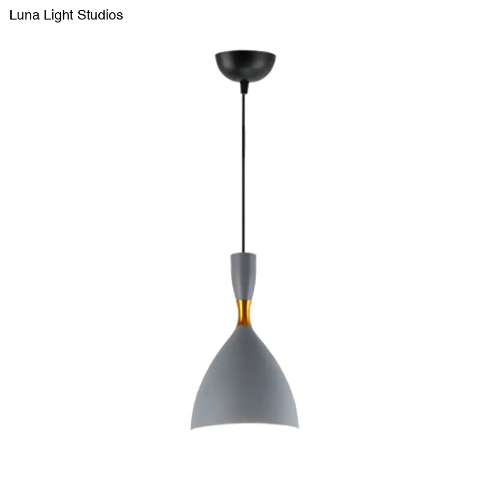 Contemporary 6.5/10 Inch Aluminum Funnel-Shaped Suspension Light For Study Room Or Cafe - Wide