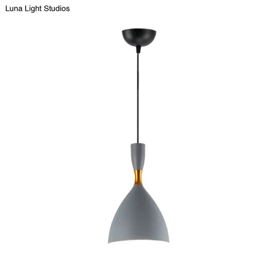 Contemporary 6.5/10 Inch Aluminum Funnel-Shaped Suspension Light For Study Room Or Cafe - Wide