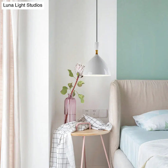 Contemporary 6.5/10 Inch Aluminum Funnel-Shaped Suspension Light For Study Room Or Cafe - Wide