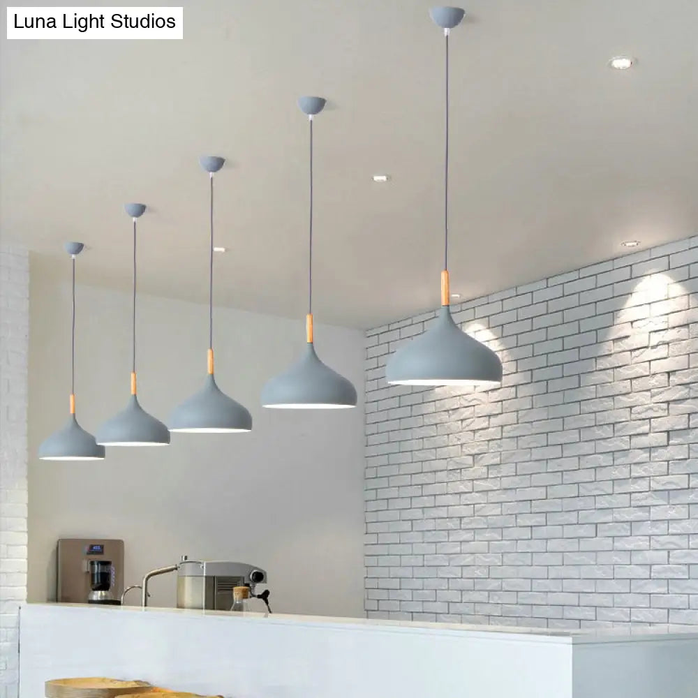 Contemporary Aluminum Onion Pendant Light - Balcony Hallway Suspension 9.5/12/14 Width 1 Bulb