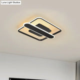 Contemporary Aluminum Square Frame Led Ceiling Lamp - Black/Gold/White 16.5/20.5 Inches Wide
