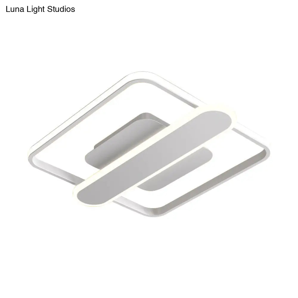 Contemporary Aluminum Square Frame Led Ceiling Lamp - Black/Gold/White 16.5/20.5 Inches Wide