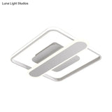 Contemporary Aluminum Square Frame Led Ceiling Lamp - Black/Gold/White 16.5/20.5 Inches Wide