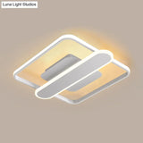 Contemporary Aluminum Square Frame Led Ceiling Lamp - Black/Gold/White 16.5/20.5 Inches Wide