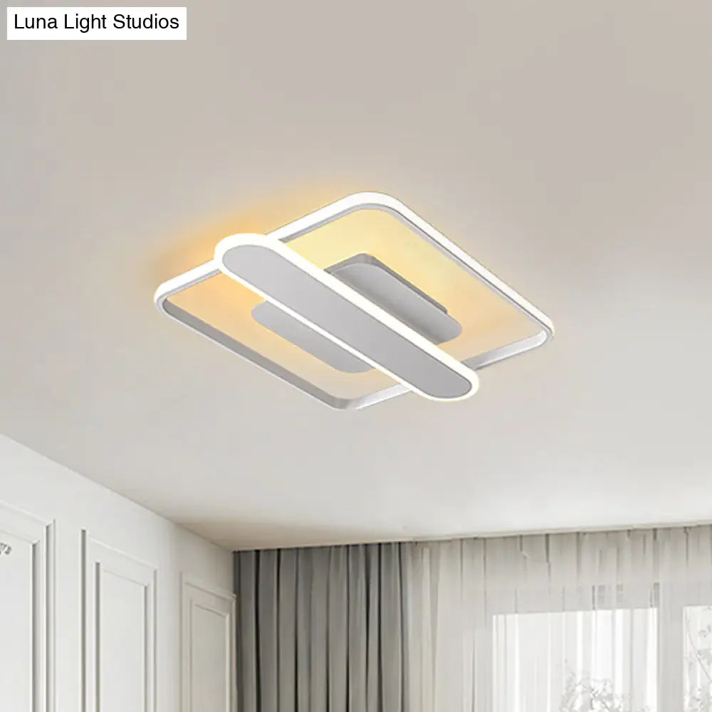 Contemporary Aluminum Square Frame Led Ceiling Lamp - Black/Gold/White 16.5/20.5 Inches Wide