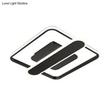 Contemporary Aluminum Square Frame Led Ceiling Lamp - Black/Gold/White 16.5/20.5 Inches Wide
