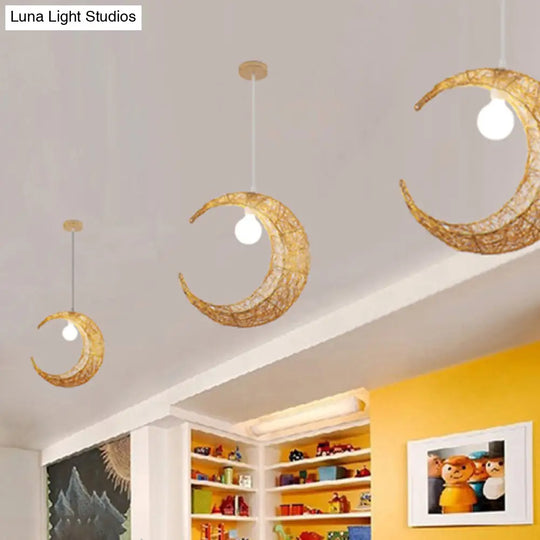 Contemporary Aluminum Wire Woven Crescent Pendant Lamp - 1 Head Silver/Gold Suspended Lighting