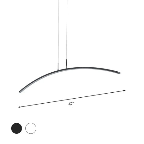 Contemporary Acrylic Led Arch Pendant Light In White - Stepless Dimming With Remote Control