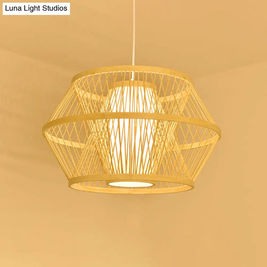 Contemporary Bamboo Pendant Light - Handmade Single-Bulb Wood Fixture