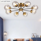 Contemporary Bedroom Sparkle: Stained Glass Sputnik Flush Mount Ceiling Chandelier