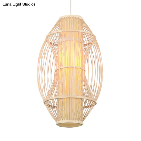 Contemporary Beige Bamboo Hanging Pendant Light For Kitchen