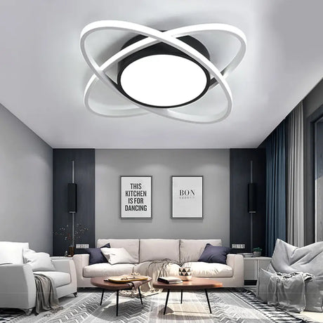 Contemporary Black Acrylic Flush Ceiling Light - Led Lamp For Study Room / White