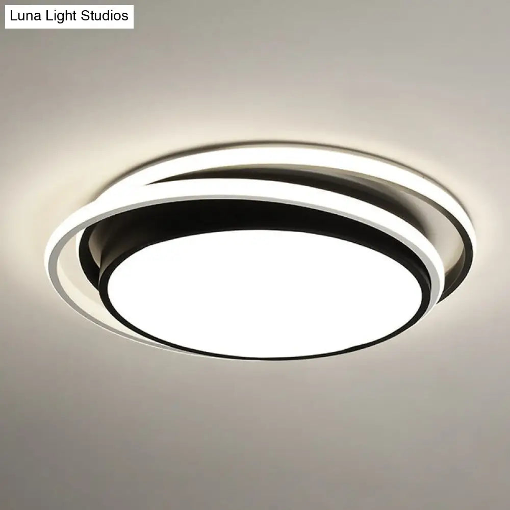 Contemporary Black Acrylic Led Flush Mount Ceiling Light For Bedrooms / Warm