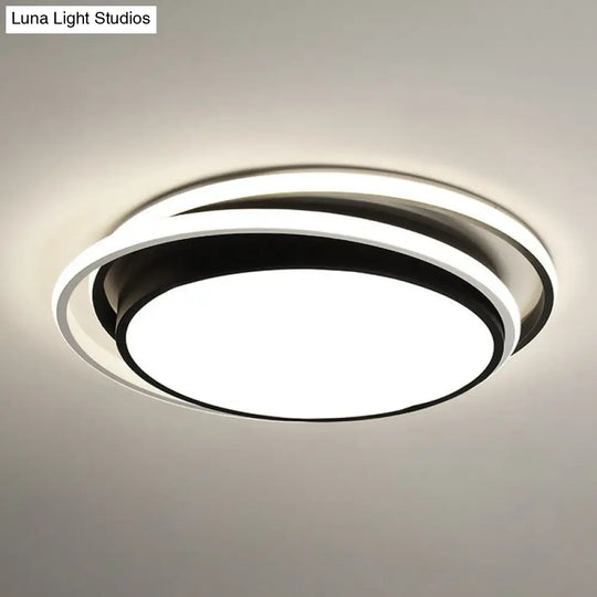 Contemporary Black Acrylic Led Flush Mount Ceiling Light For Bedrooms / Warm