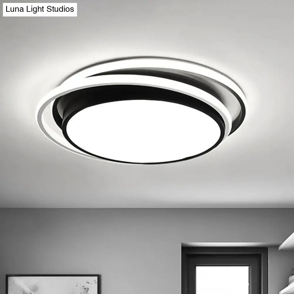 Contemporary Black Acrylic Led Flush Mount Ceiling Light For Bedrooms / White