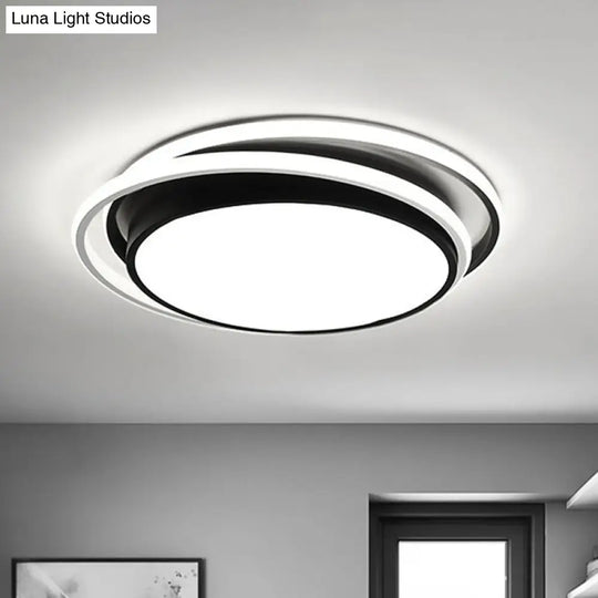 Contemporary Black Acrylic Led Flush Mount Ceiling Light For Bedrooms / White