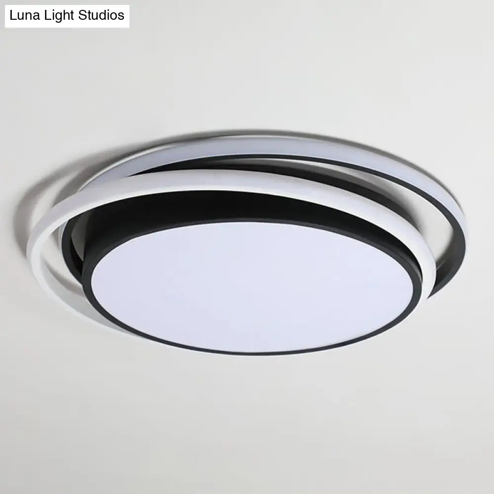 Contemporary Black Acrylic Led Flush Mount Ceiling Light For Bedrooms