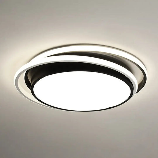 Contemporary Black Acrylic Led Flush Mount Ceiling Light For Bedrooms / Warm
