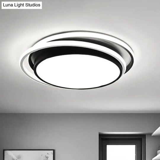 Contemporary Black Acrylic Led Flush Mount Ceiling Light For Bedrooms / White