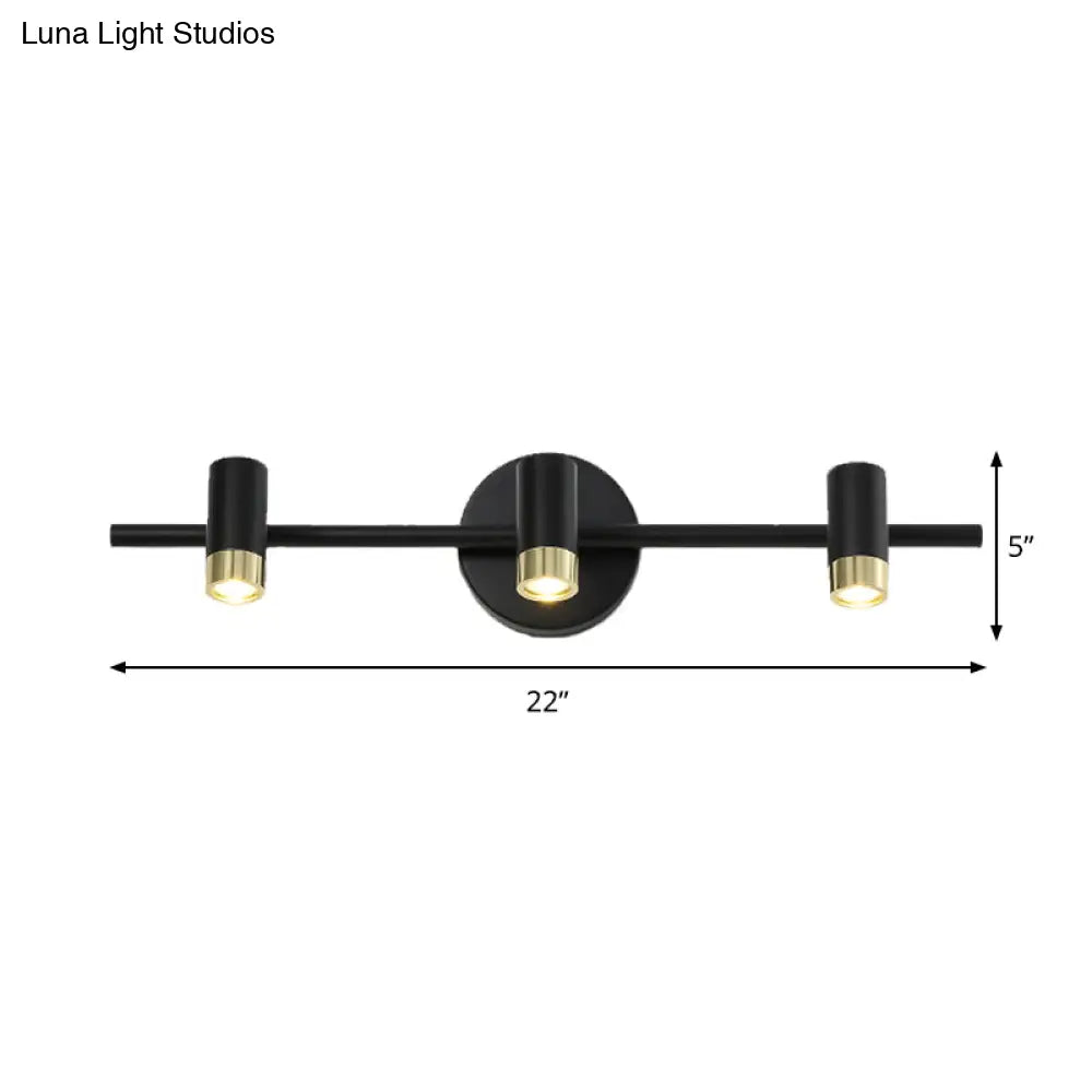 Contemporary Black Adjustable 3-Bulb Wall Sconce Vanity Light