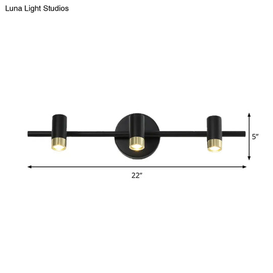 Contemporary Black Adjustable 3-Bulb Wall Sconce Vanity Light
