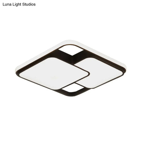Contemporary Black And White Rectangular/Square Flush Mount Led Ceiling Light For Living Room -