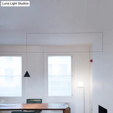 Contemporary Black Cone Metal Pendant Light For Dining Room With Adjustable Cord