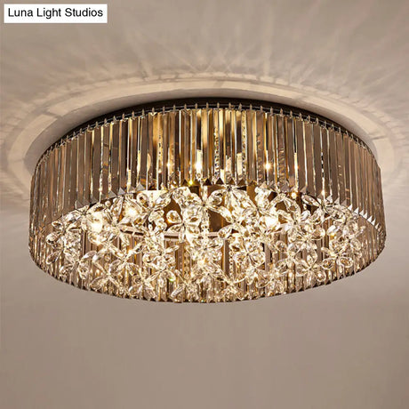 Contemporary Black Crystal 4 - Head Flush Mount Ceiling Light