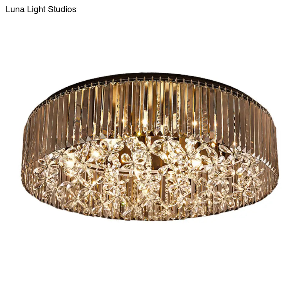Contemporary Black Crystal 4 - Head Flush Mount Ceiling Light