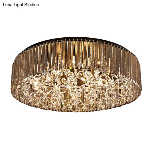 Contemporary Black Crystal 4 - Head Flush Mount Ceiling Light