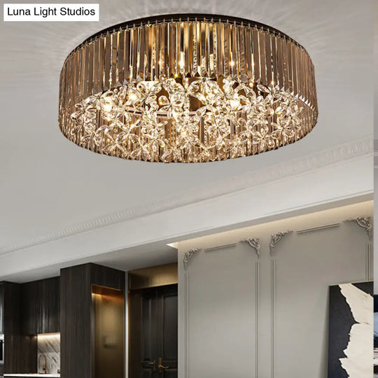 Contemporary Black Crystal 4-Head Flush Mount Ceiling Light