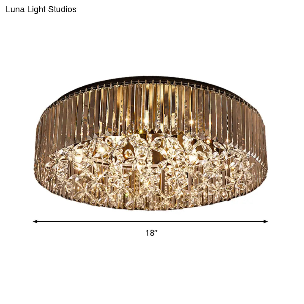 Contemporary Black Crystal 4 - Head Flush Mount Ceiling Light