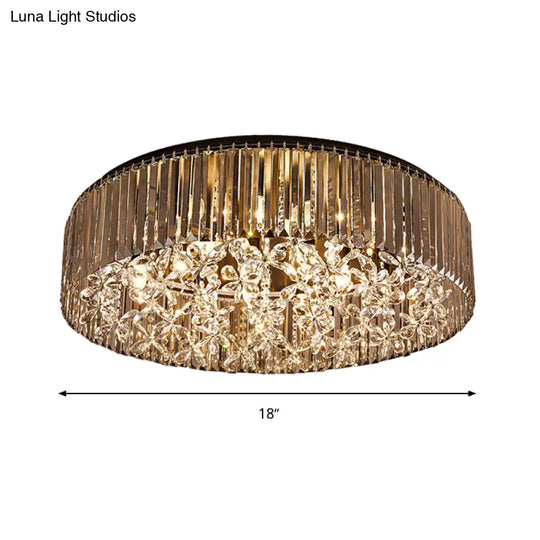 Contemporary Black Crystal 4 - Head Flush Mount Ceiling Light