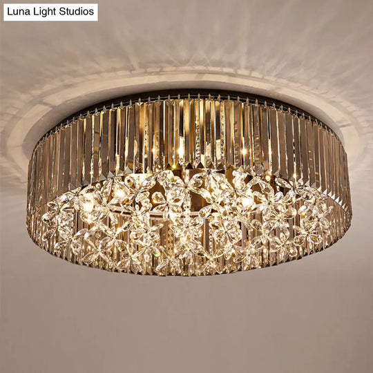 Contemporary Black Crystal 4 - Head Flush Mount Ceiling Light