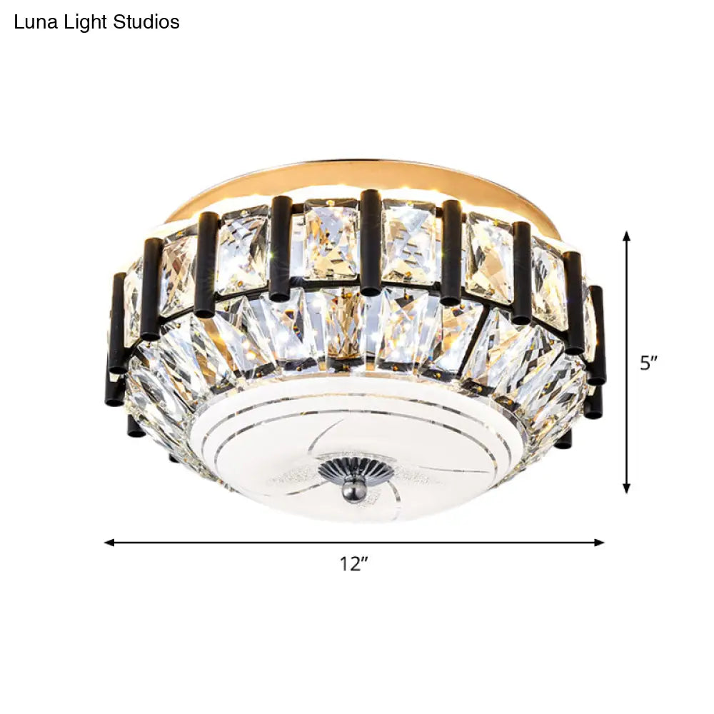 Contemporary Black Crystal Block Led Ceiling Flush Light For Corridors