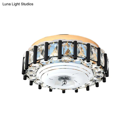 Contemporary Black Crystal Block Led Ceiling Flush Light For Corridors